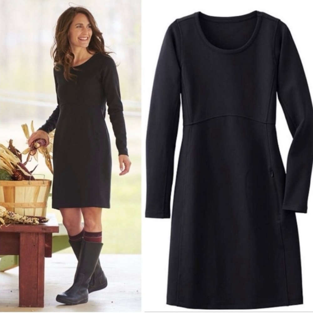Duluth Trading Co Wearwithall Ponte Knit Dress Size XL Black Long Sleeve